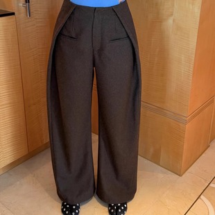 CHYEESE ZHOU 羊毛百搭叠褶垂感休闲阔腿弯刀裤AW25「摩登回游」