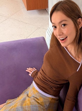 CHYEESE ZHOU美丽诺羊毛船领拼色针织打底衫毛衣AW25「摩登回游」