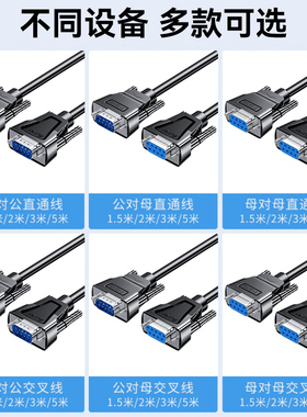 帝特DT-9005A/B/C直通线RS232/485/422/TTL串口转接延长线DB9双头DT-9006A/B/C公对公对母对母23交叉转换线