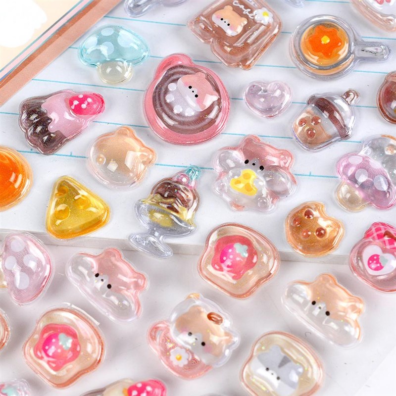 热销可爱卡通3d立体浮雕贴纸儿童女孩水晶宝石咕卡手机装饰小鼻嘎