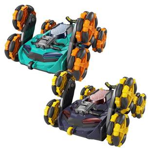 新2.4G六轮特技遥控车灯光音乐变形车漂移翻滚自动演示玩具车