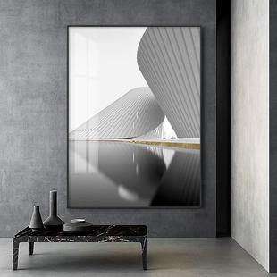 建筑美学现代摄影黑白装饰画酒店设计师样板房壁画玄关大幅挂画