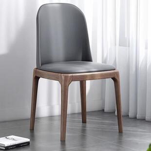 实木餐椅奶油风书桌椅皮艺软包酒店商用洽谈靠背椅子意法式白蜡