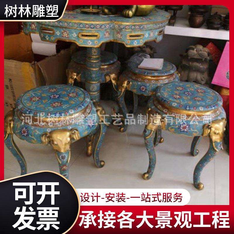 仿古龙椅雕塑艺术收藏品影视道具铸铜桌子椅子玻璃钢龙椅