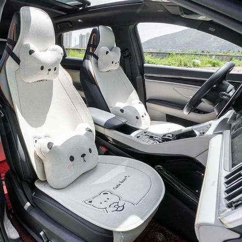 知己智己LS6熊猫汽车坐垫四季亚麻夏季卡通专用透气座垫可爱女性