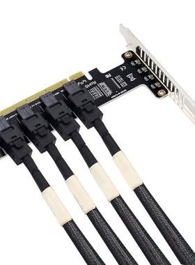 PCIeX16转4口U.2 NVME SFF-8643 SFF-8639扩展卡PCIe4.0拆分卡
