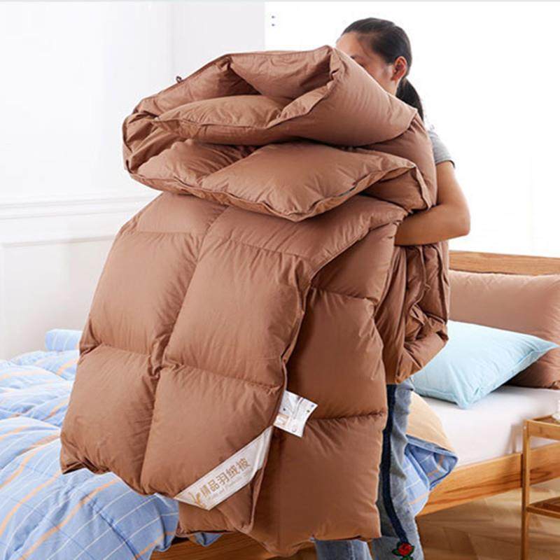 纯色羽绒被95白鹅绒被子90鸭绒被加厚全棉被芯单双人保暖秋冬棉被