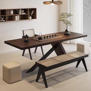 实木茶几餐桌两用老板办公桌茶桌一体设计师款茶桌原木客厅泡茶桌