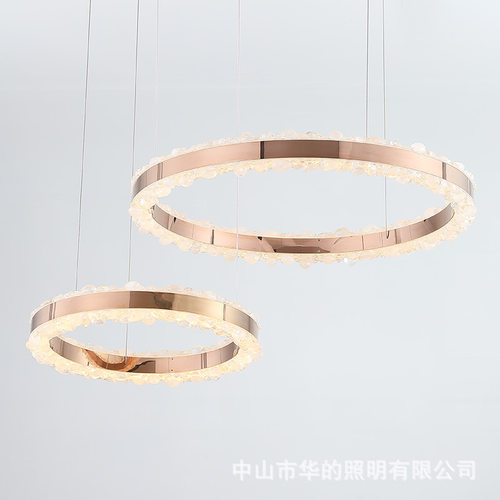 别墅卧室餐厅高端法式2025新款现代简约吊灯轻奢天然水晶客厅吊灯