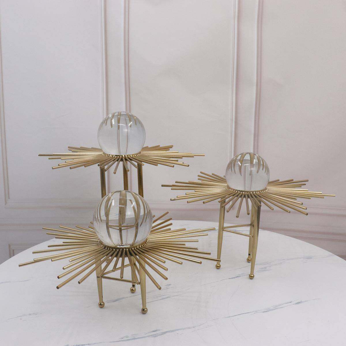 创意铁艺水晶架样板间艺术品摆件客厅书房玄关电视柜家居软装饰品