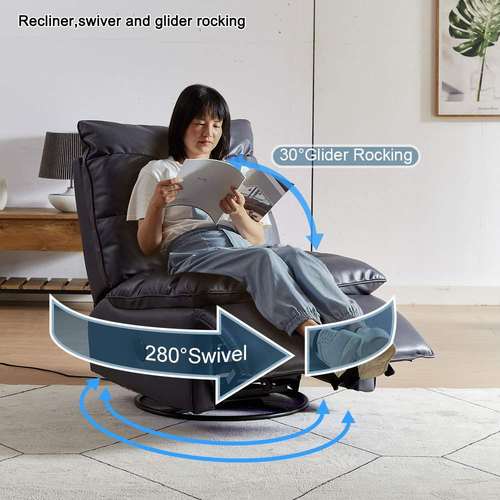 High Quality Leather Manual SwingRotate Single Recliner Sofa