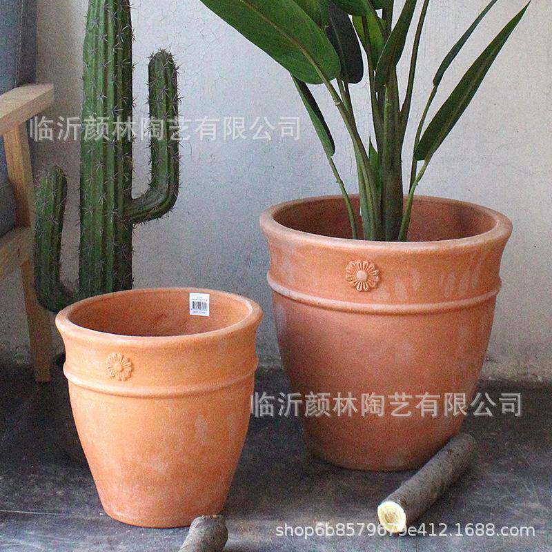 罗马花盆红陶盆天然陶土盆欧式花盆中号粗陶出口意大利圆形陶盆