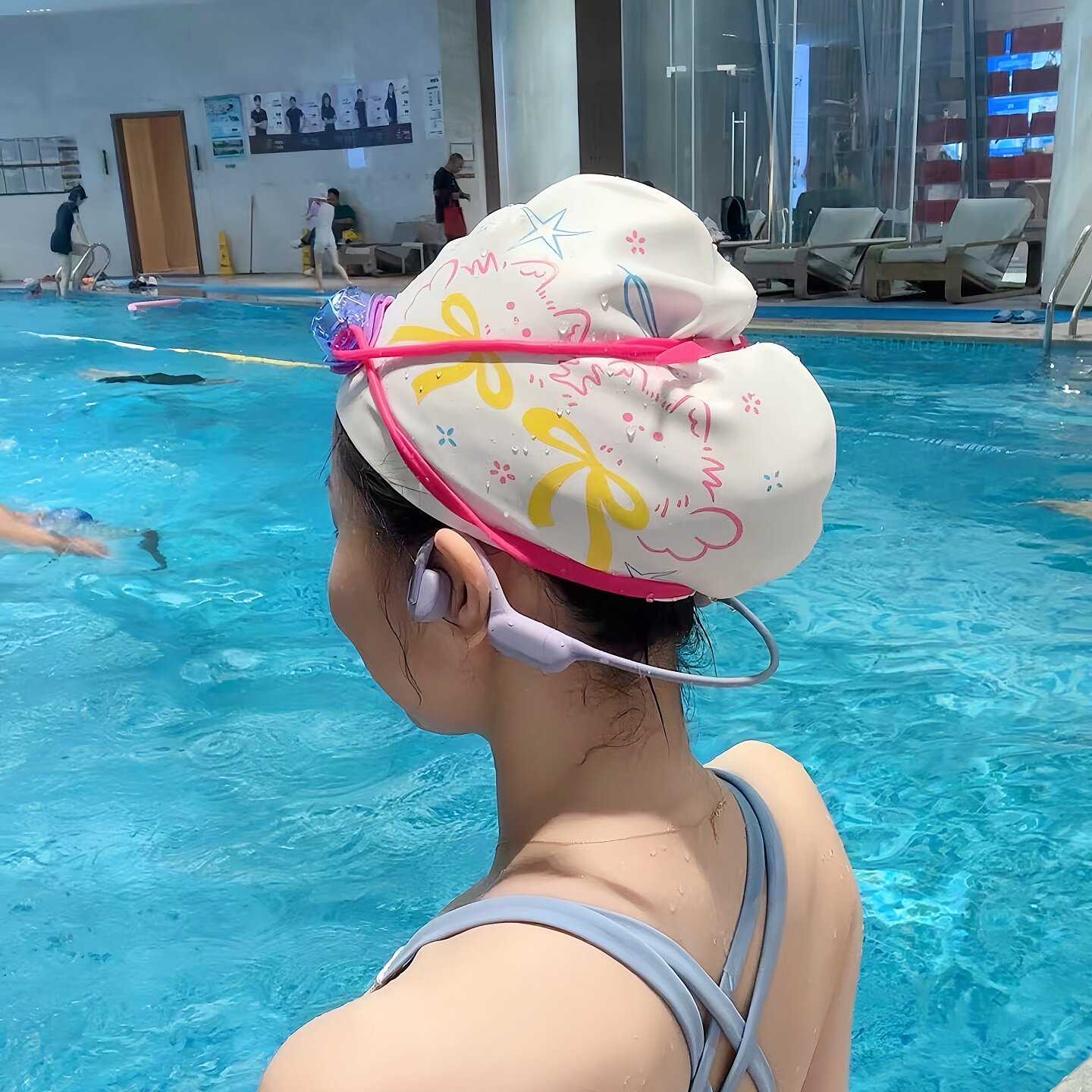 高颜值泳帽女款长发加大矽胶防水大头围舒适不勒头创意可爱游泳帽