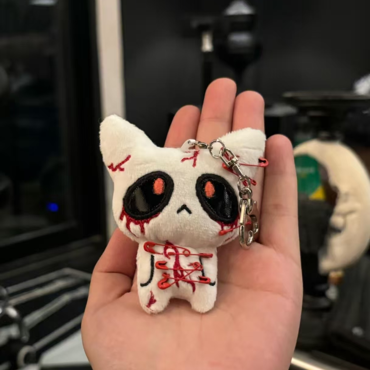 暗黑幽灵哥特风毛绒挂件玩偶娃娃黑白情侣款幽灵小鬼创意书包挂饰