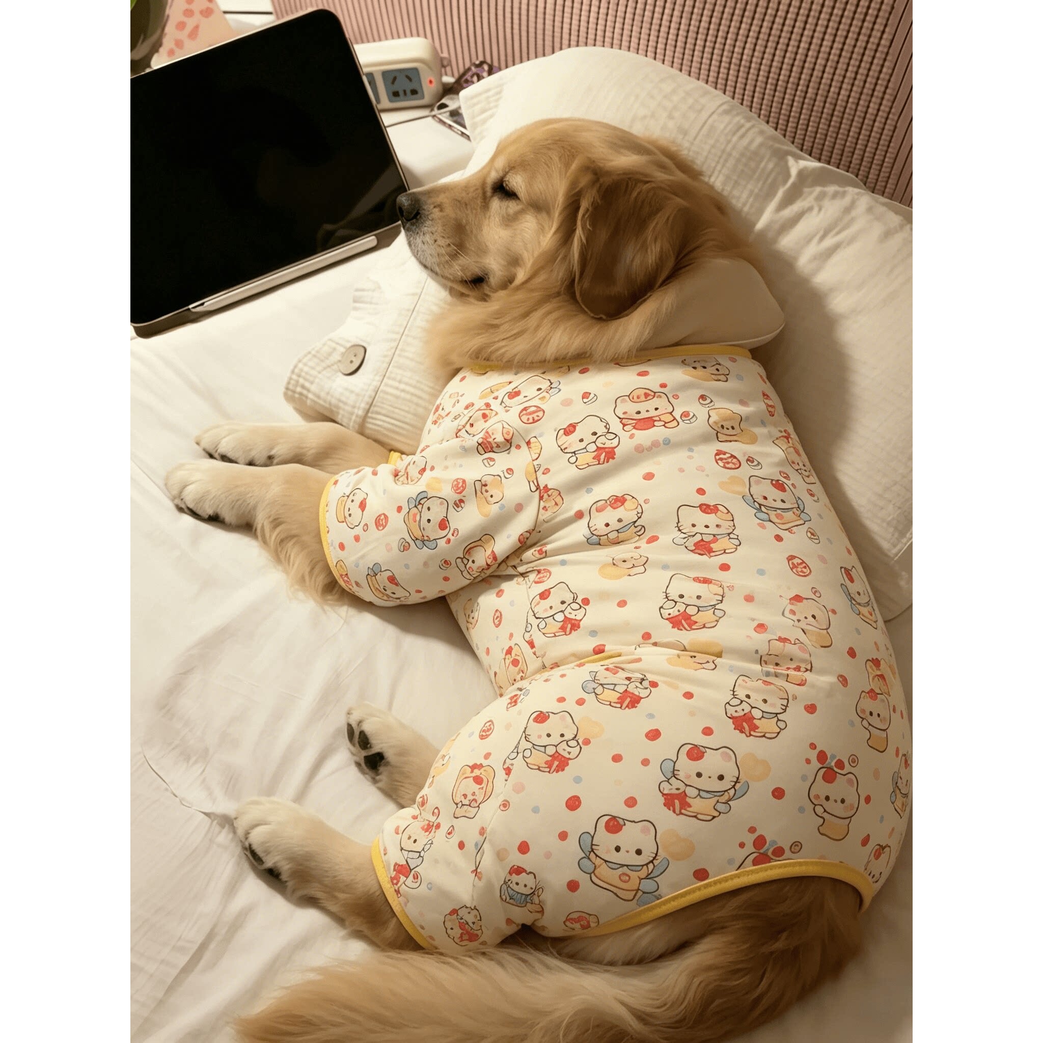 狗狗衣服金毛大狗睡衣家居服卡通连体四脚衣中大型犬防掉毛秋冬服