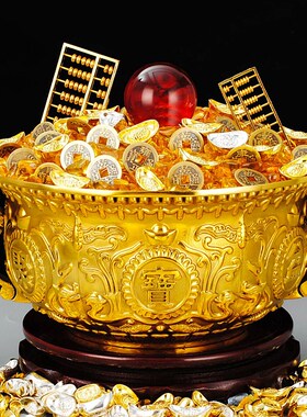 速发纯铜聚家盆香盆铜铜炉居宝办公室摆件装饰品如意聚宝盆开业礼