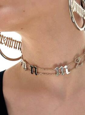 朋克覆古字母项炼Choker2024新的高端可访问的豪华利基项炼女性颈
