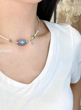 黑色原创“兴兰”新中国风民族风格小众设计锁骨炼手工串珠捷克珠