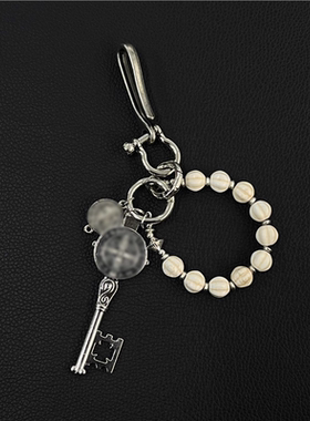 IEWS 白裂石链黑银圆盘cleanfit腰间挂饰vintage复古风高级钥匙扣