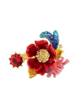 ins戒指女冷淡风时尚轻奢个性红色花朵食指 复古chic小众设计潮