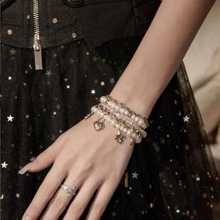 爱锁芯系列爱心吊坠手链多层叠戴