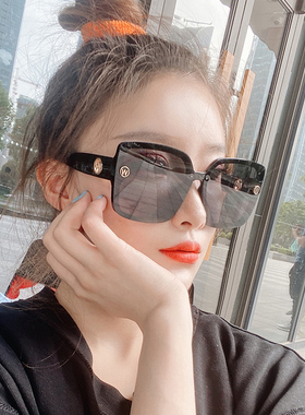 速发超防框墨大士时尚大圆脸遮方形街拍潮镜紫外线太镜