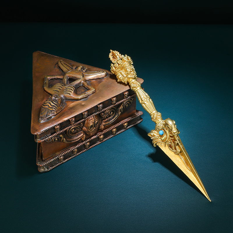 速发刚刚面纯铜仿尼泊尔三杵普巴金刚杵藏传密宗带底座全套金金橛