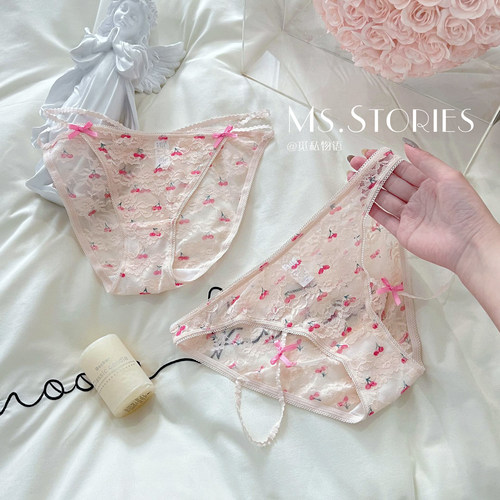 「MS」甜辣樱桃*性感蕾丝内裤女轻薄透气纯欲甜美可爱少女三角裤