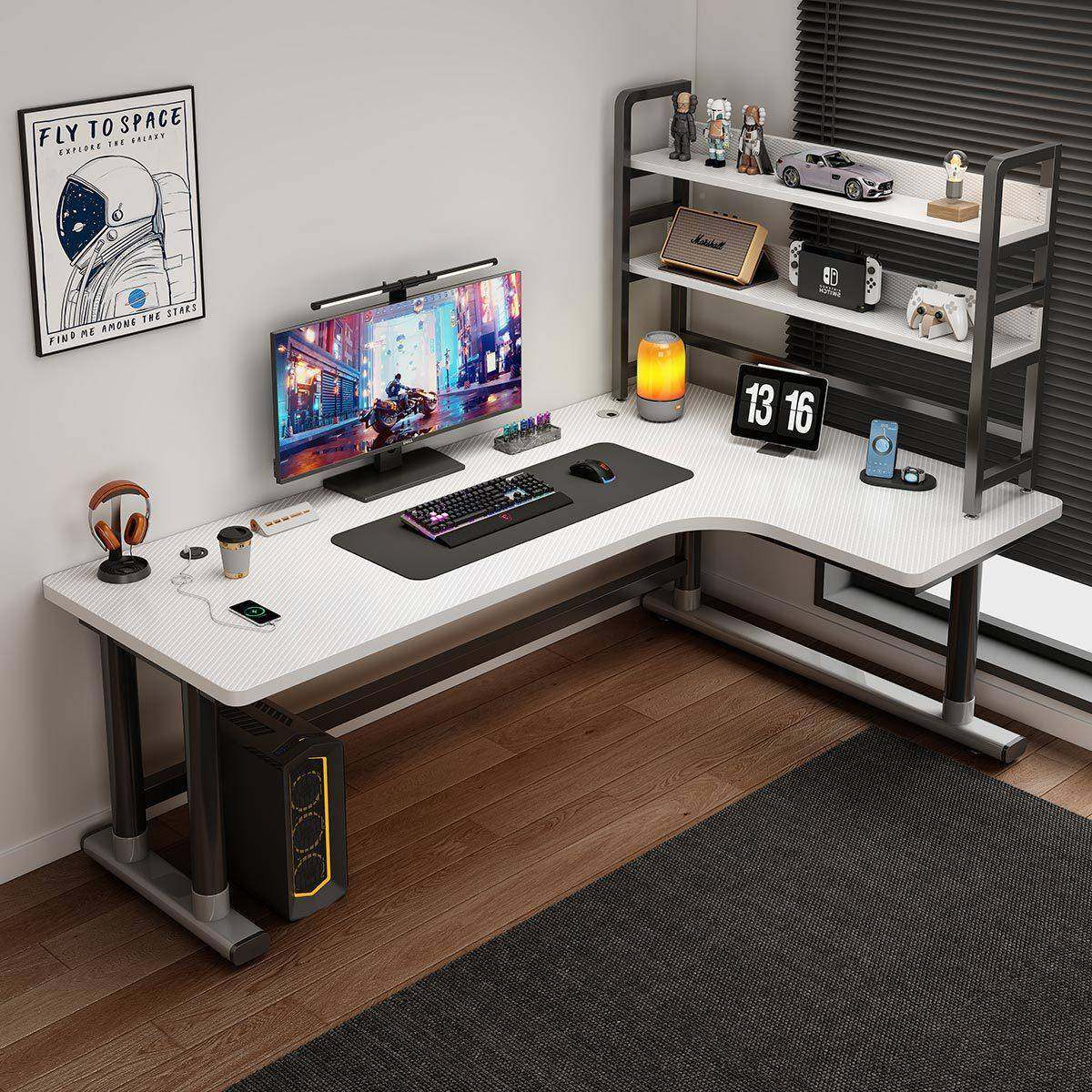 J$Y转角电脑桌装卧室家用L型CUQ书办公桌椅套维碳纤双人拐角桌电