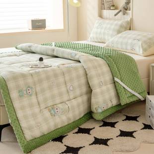 一冬夏面两用床垫卡通童全棉儿加绒床褥垫XNW被面纯棉一面豆豆绒