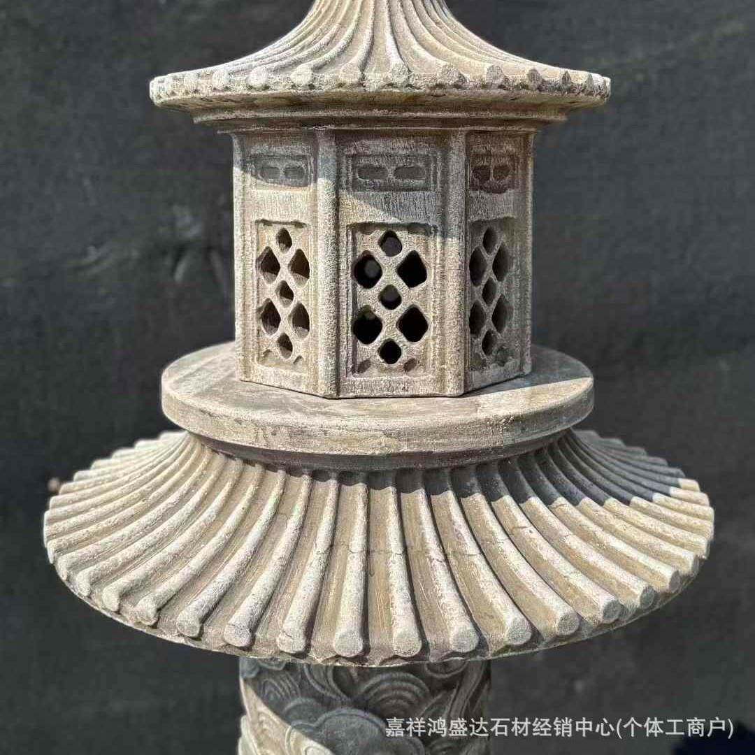 古庭院石雕复青石石灯石灯笼日式仿古中装式青石石造灯户外庭院灯