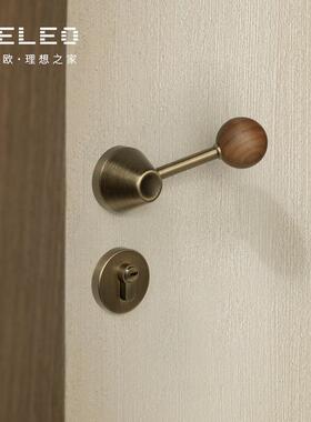 复黑胡桃木门F12-B69锁室内门分把手用古型磁吸锁静音体通锁门把