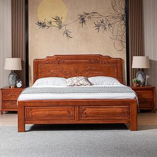 金花梨木实木床新OCT中式 大卧室1米8双床人床榫卯厚结加构仿古雕