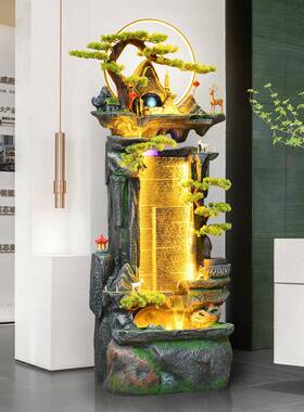 大假山流水落地喷泉室内玄关客厅招财摆装饰型件财流水HOQ生鱼池