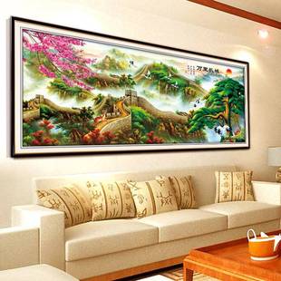 新款 画BGB5D石客厅万里长城贵图贴钻画点钻钻钻石十富字绣圆钻