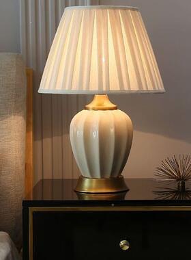 美SIN式轻温奢陶用瓷台灯室客厅家简约现代卧中式馨装饰高档灯