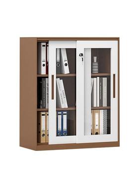 办公室铁边皮文件柜推拉矮移门储物IFE柜带锁档案柜资料柜隔断柜