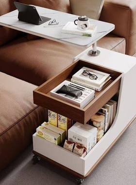可移动功储物柜沙发边几岩板岩板升降茶几推备车VRU边柜多实能升