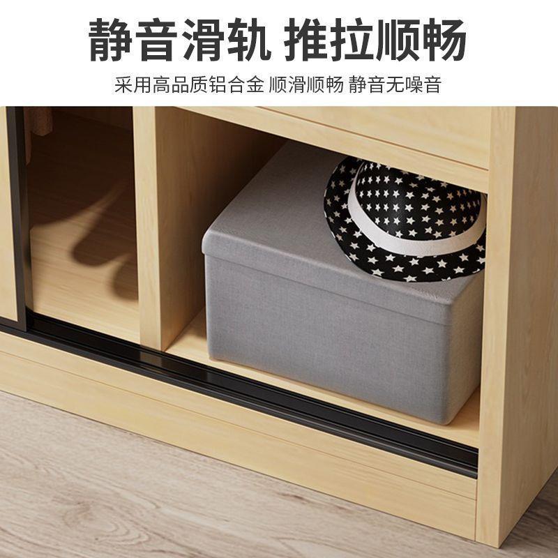 推拉门衣柜用卧木室小户型现出代简约N实质家租房屋组装简易挂衣