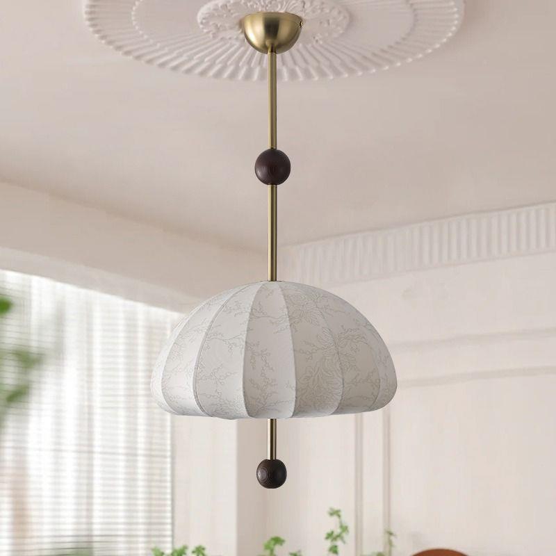 复古餐风法FC式卧室布艺灯台花纹中古厅吧吊实木衣帽间中古