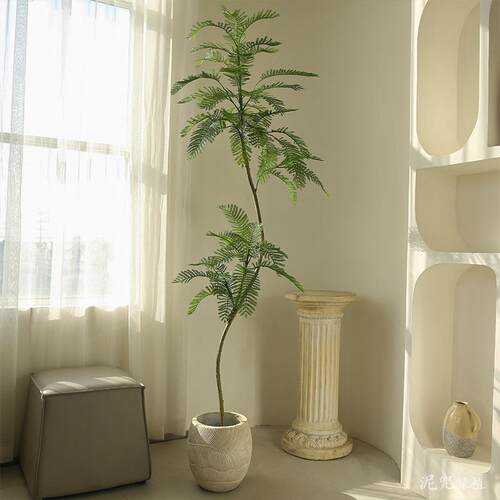 款仿真绿植EXM蓝花楹室内酒店盆景地盆栽仿假生植落物摆件装新饰