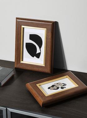 复实木相框6寸7寸摆古台办公室床头PVZ柜桌面式装饰品摆件欧家软