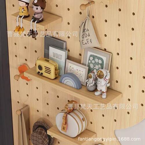 木质卡通熊猫洞洞装板饰OBL置物架家物用卧室可爱挂架儿童房墙面