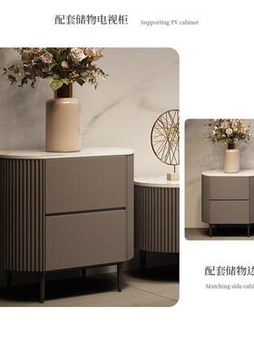 岩板茶几电视柜客厅组合现户代简约风奶油小ZG-70607轻型奢大小圆