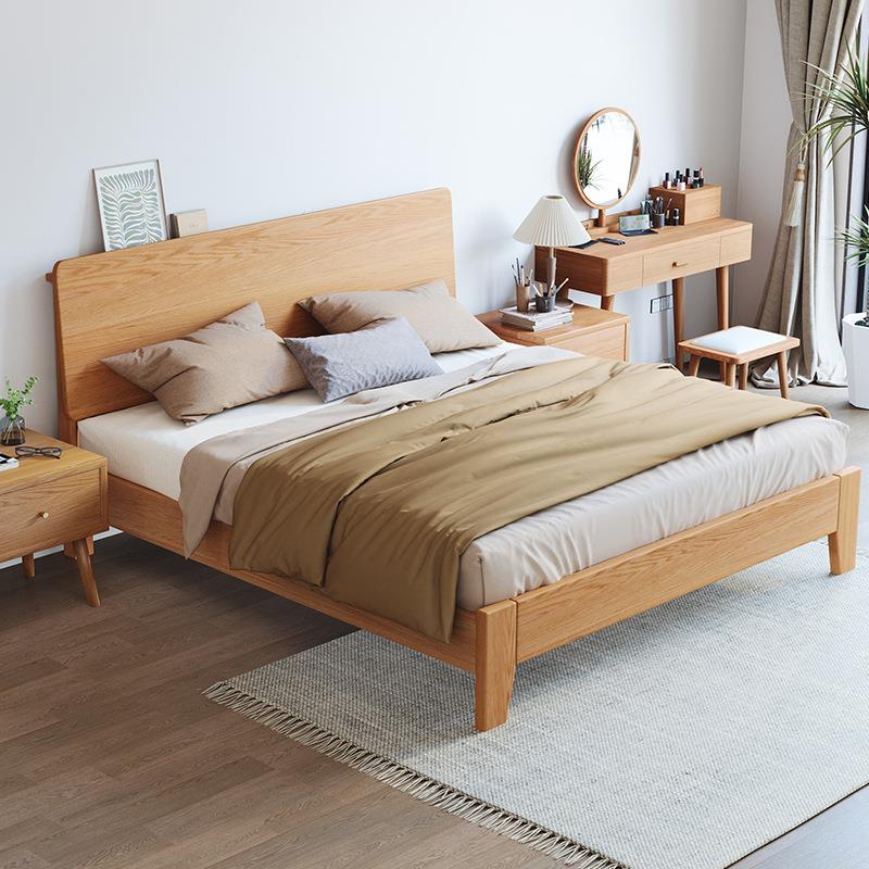 全5实木床AHG奢轻现代约1.米实木双人床1米8主卧高端大气1简.2小