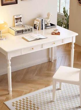 实木美式书户桌小型家室学生学习QUI桌简用约复古办公桌卧书房写
