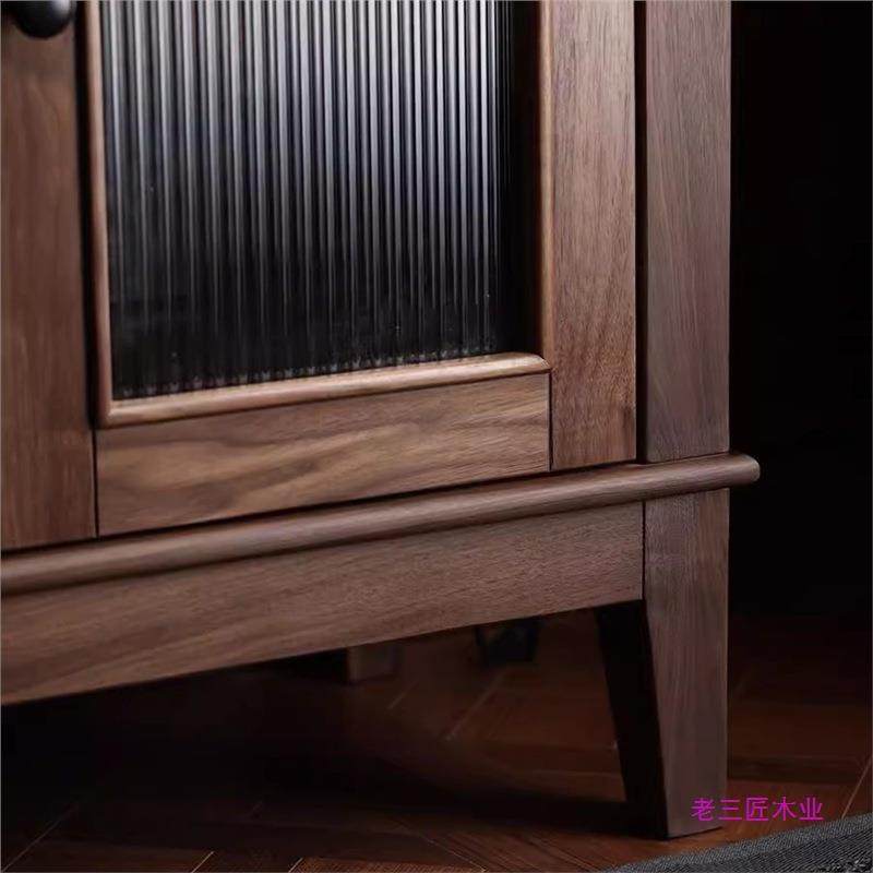 美式复古实全木电视柜北美黑纳胡桃木视听柜简樱桃木收储物XSJ约