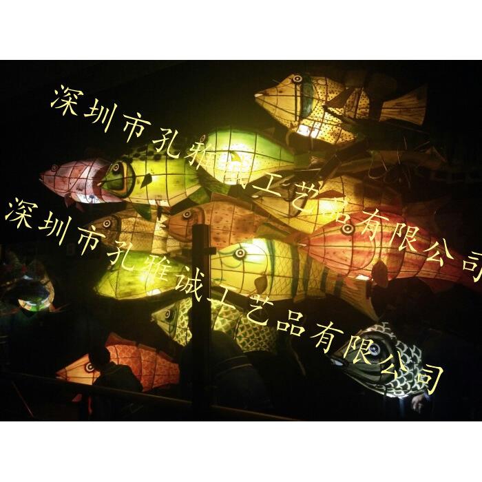海灯洋斑点鱼灯中秋节花挂件国庆区节ETJ户外景街道布景化亮彩灯