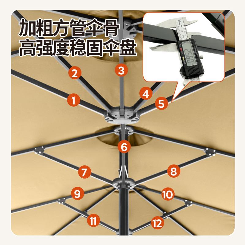 户伞外庭院阳伞阳台遮台花园中柱伞双露三头室外摆摊SOE商业大太