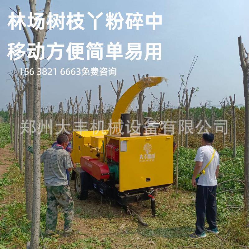 大园林树枝破碎机电木材粉碎切片机全自型动木屑园林无品牌/碎枝